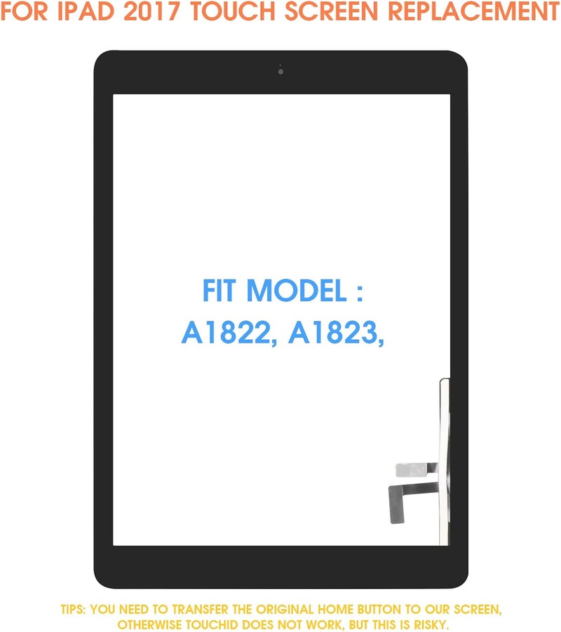 ARSSLY A1822 A1823 Screen Replacement, for iPad 2017 5th Generation Touch Screen 9.7 inch Digiziter Touchscreen Glass Panel with Home Button & Repair Tools (Not LCD) - Image 2